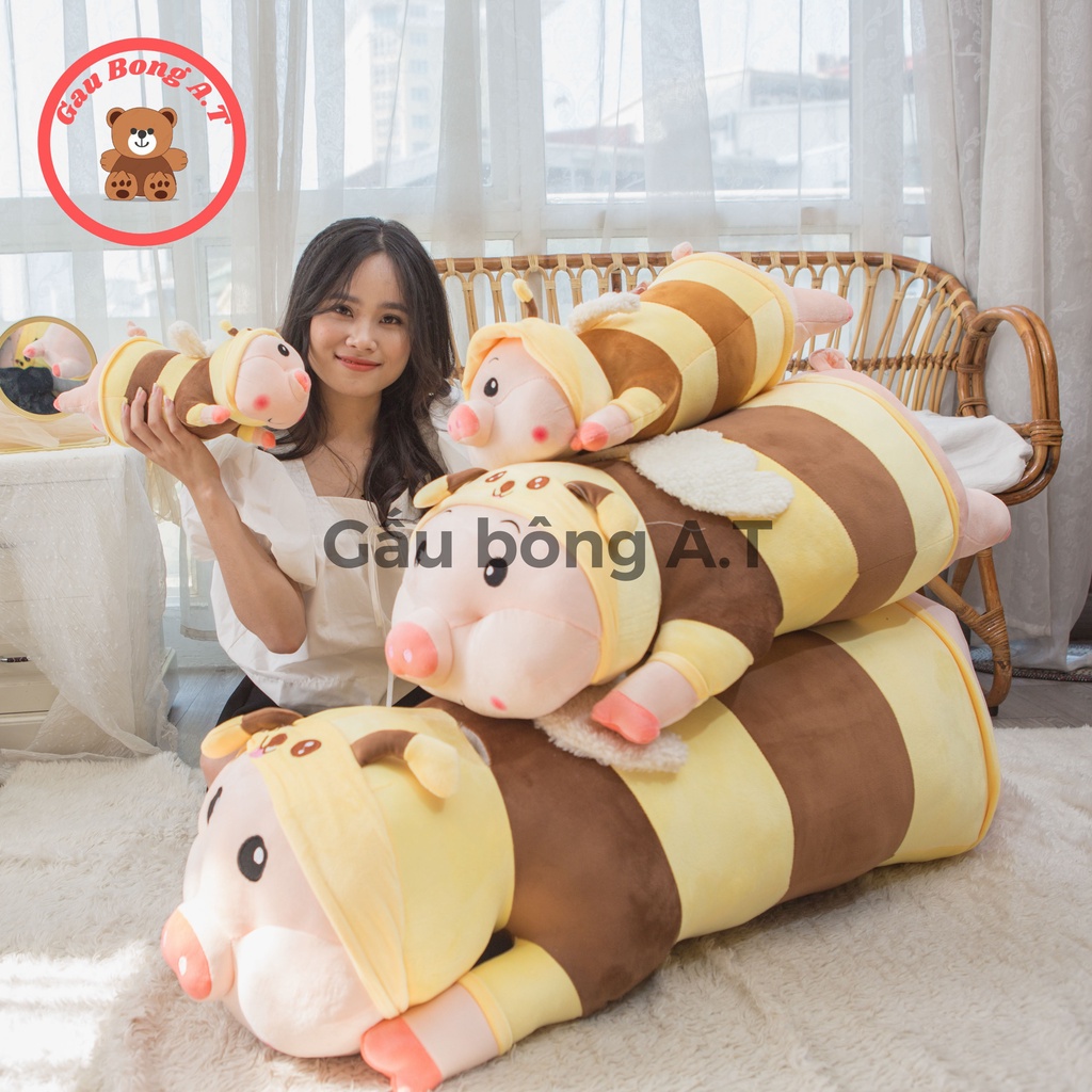 Gấu Bông Lợn Ong, Heo Ong Biến Hình, Thú Nhồi Bông Chất Liệu Bông Gòn Cao Cấp (size 25cm-1m3)_AT007