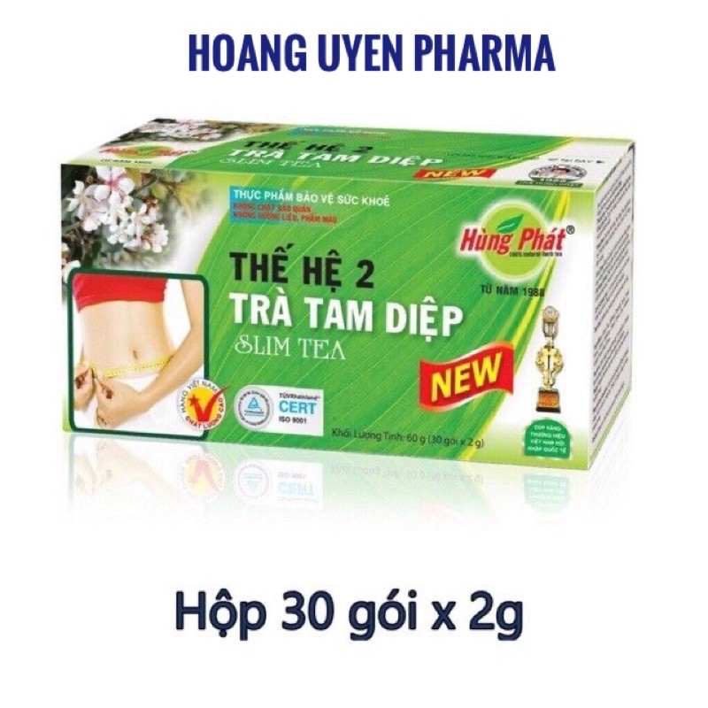 Trà tam diệp thế hệ 2 Hùng Phát - Hộp 30 gói giúp hỗ trợ giảm cân