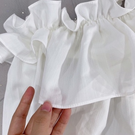 [RẺ VÔ ĐỊCH] Áo Trễ Vai Croptop Bèo Nhún Tay Dài - Bánh bèo tiểu thư, Áo trắng trần trễ vai | BigBuy360 - bigbuy360.vn
