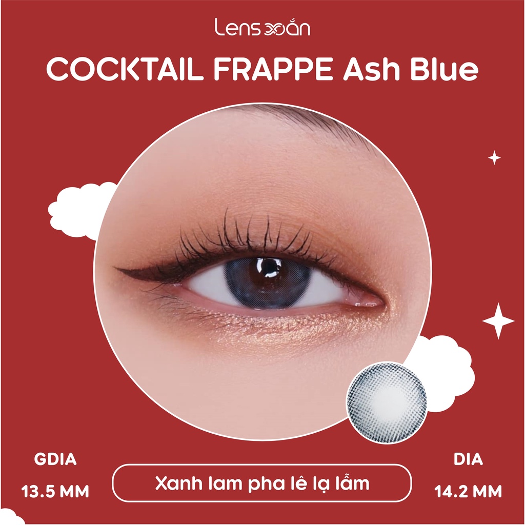 KÍNH ÁP TRÒNG COCKTAIL FRAPPE ASH BLUE CỦA LENS ME: Lens xanh lam hiệu ứng pha lê trong trẻo | Lens Xoắn