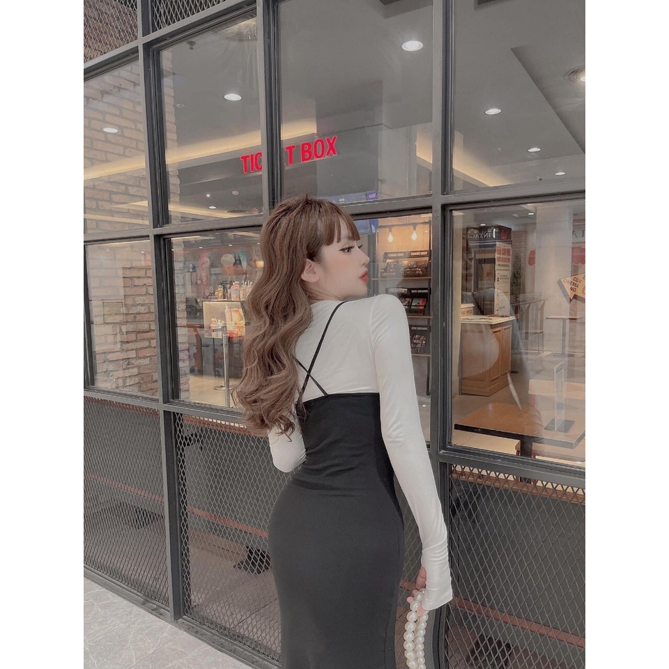 Đầm body dáng dài xẻ tà tay dài duyên dáng | BigBuy360 - bigbuy360.vn