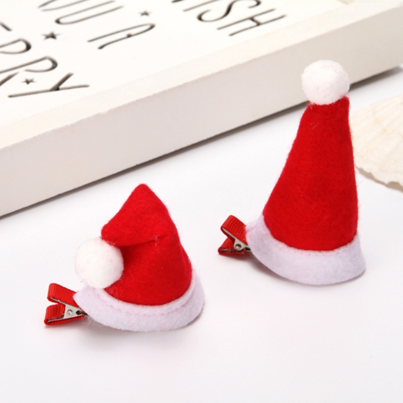 ✿ Christmas Hat Hair Clips Santa Mini Hat Hair Barrette Trendy Ponytail Decor