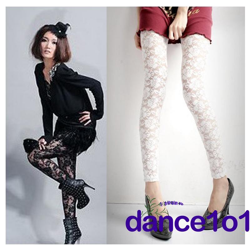 Quần legging nữ bằng ren hình hoa hồng quyến rũ dành cho nữ thời trang