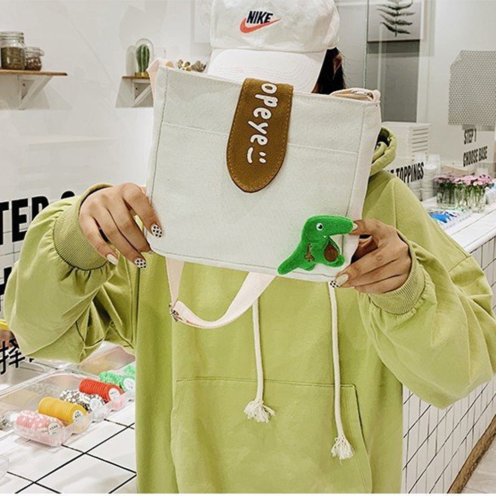 Túi đeo chéo Canvas nhỏ gọn tiện lợi - Túi đi học thiết kế phong cách Hàn Quốc xinh xắn