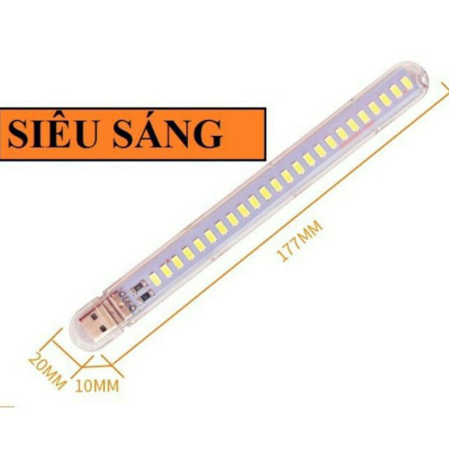 Thanh đèn LED mini 24 bóng siêu sáng cổng cắm USB thích hợp để bàn học, đọc sách đầu giườ