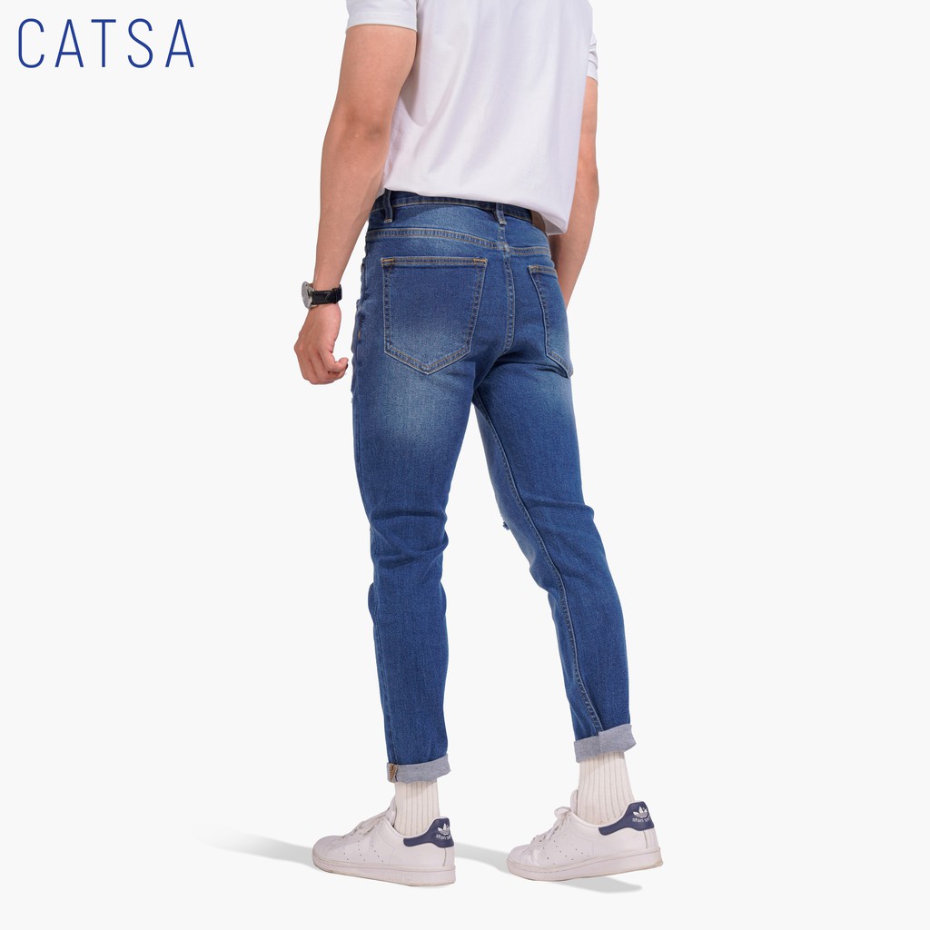Quần jeans xanh đậm, chất vải cao cấp, co giãn nhẹ, thông số size chuẩn CATSA QDL113