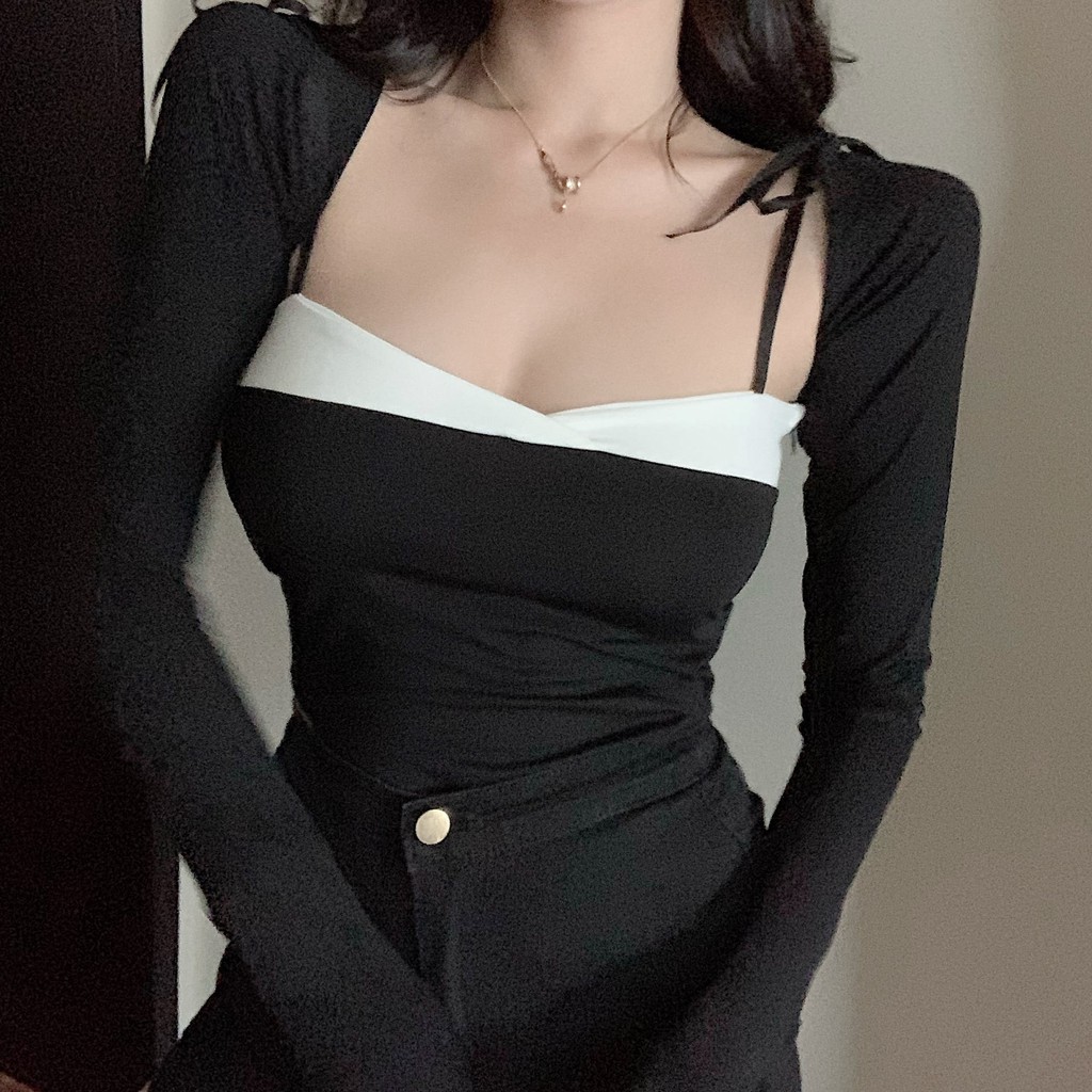 Bikini bodysuit dài tay che nắng đen viền trắng Đồ bơi nữ liền thân che bụng - LDT ĐEN VIỀN TRẮNG | BigBuy360 - bigbuy360.vn