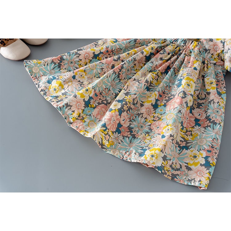 Đầm sườn xám cotton SANITKUN in hoa phong cách Trung Quốc thời trang mùa hè năm mới cho bé gái