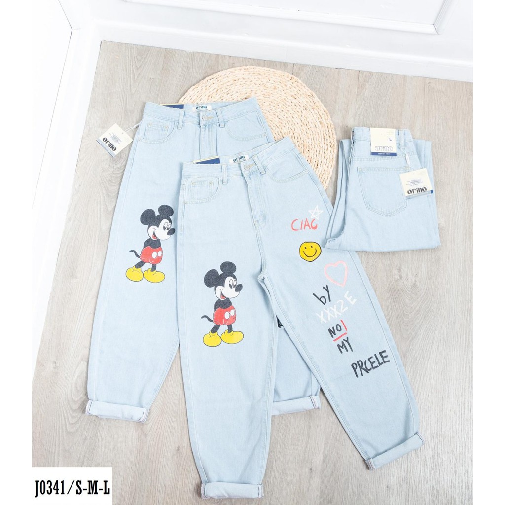 Quần Jean Baggy Mickey Năng Động, Thời Trang J0341