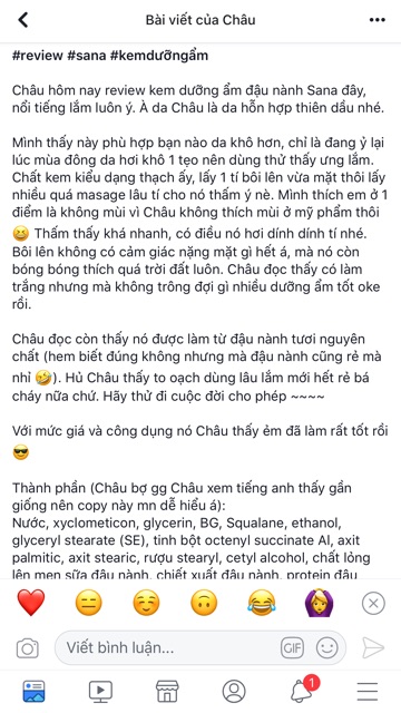 Kem dưỡng Sana chiết xuất đậu nành Nhật Bản