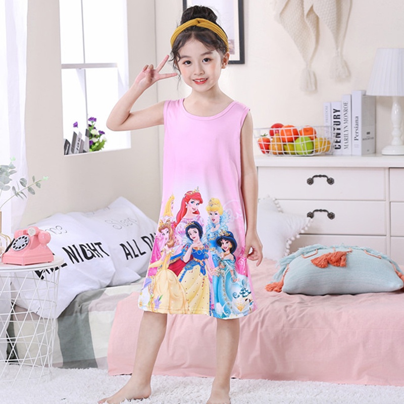 Đầm Ngủ In Hình Chuột mickey Đáng Yêu Cho Bé Gái akku