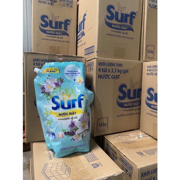 Nước Giặt Surf Hương Cỏ Hoa Diệu Kỳ/ Sương Mai Dịu Mát Túi 3,5KG