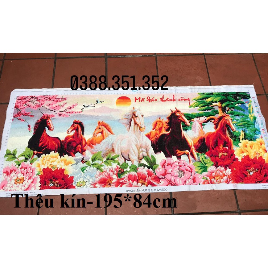(XẨ KHO) Tranh thêu thành phẩm ngựa mã đáo thành công 222574 MN0081 MN0017 3329 đã thêu
