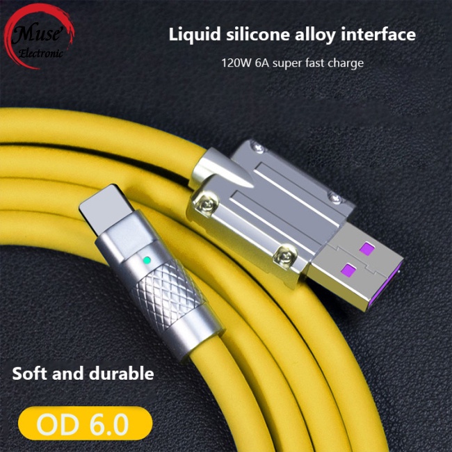 Dây Cáp Sạc Nhanh Type-c 120w 6a Bằng Silicon Cho Iphone