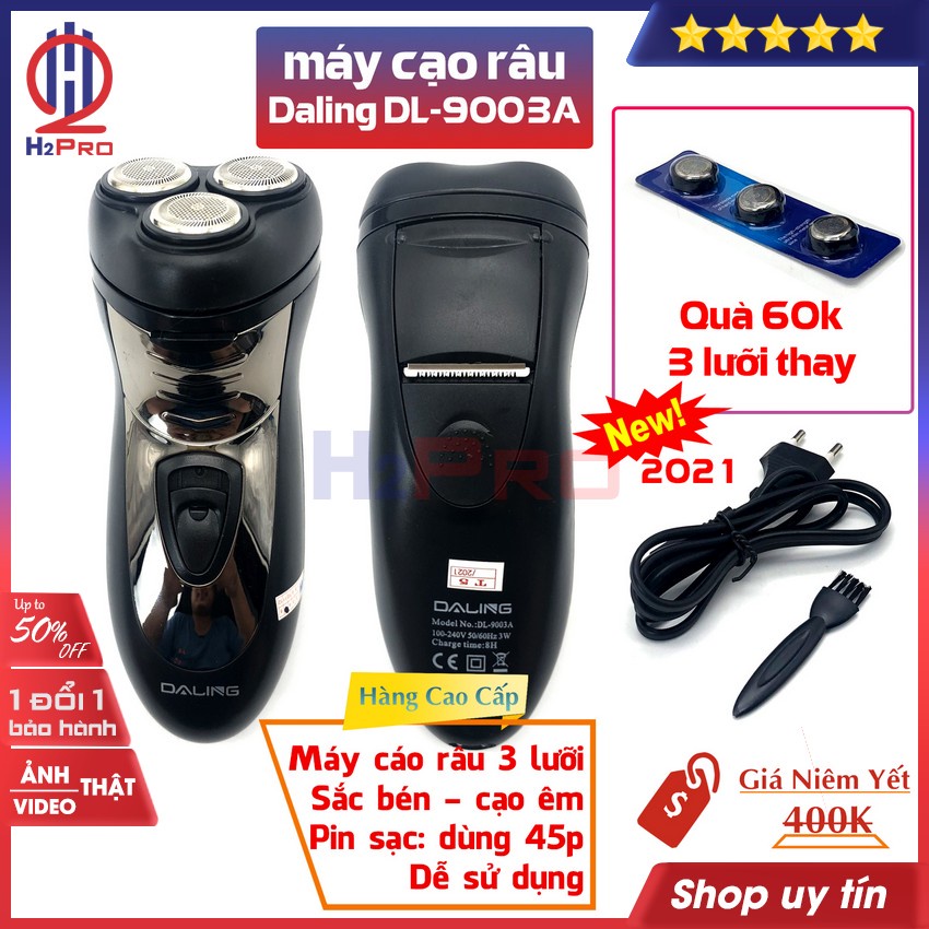 Máy cạo râu 3 lưỡi Daling DL-9003A 2021 H2Pro đa năng 2 trong 1 cạo râu-cạo viền sạch-êm-thoải mái