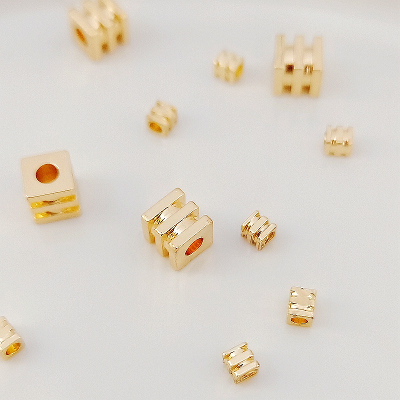 Bộ 10 hạt vuông 14K mạ vàng dùng làm trang sức thủ công