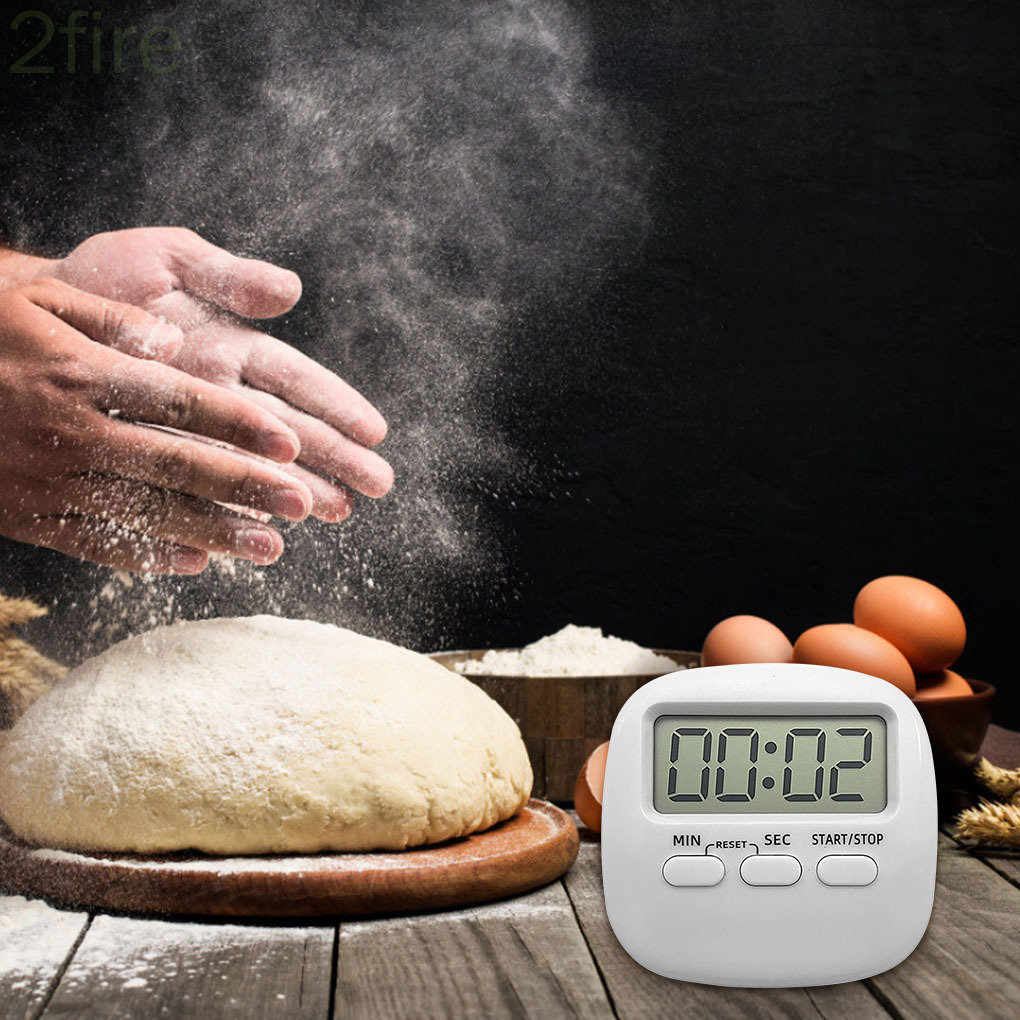 Kitchen Timer Count Up Down Cooking Reminder Plastic Digital LCD Baking Alarm Clock with Holder