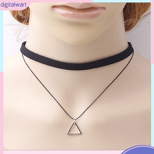 Choker thiết kế hai lớp đính mặt tam giác cá tính cho nữ
