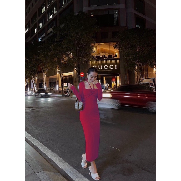 Đầm body dài tay dáng dài mặc được 2 kiểu-Dưới 52kg | BigBuy360 - bigbuy360.vn