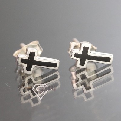 Khuyên tai bạc nam hình thánh giá BTA0012 Trang Sức TNJ