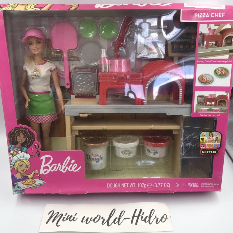 Set đồ chơi búp bê Barbie Mattel nấu ăn đầu bếp bộ làm bánh ngọt pizza đất sét nhà búp bê hồ bơi chính hãng
