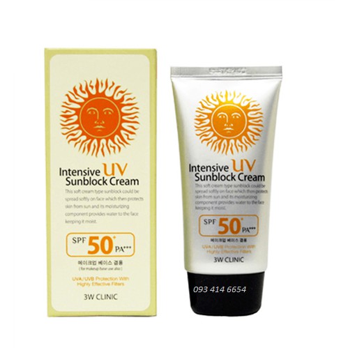 Kem Chống Nắng 3W Clinic Intensive UV Sunblock Cream SPF 50 PA+++ (70ml)