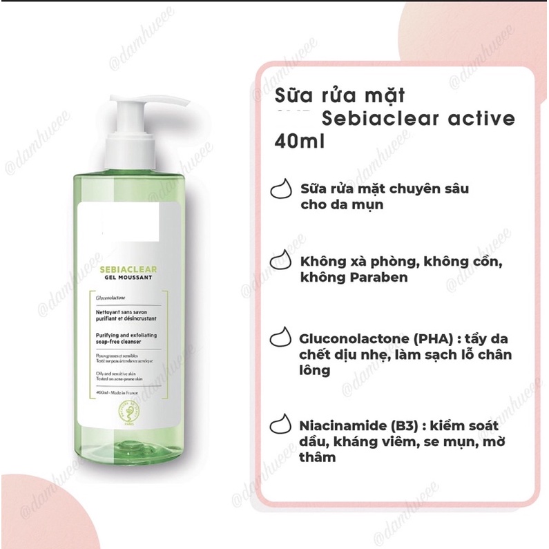 ( đủ size) Sữa rửa mặt cho da dầu mụn Ét vê Pháp