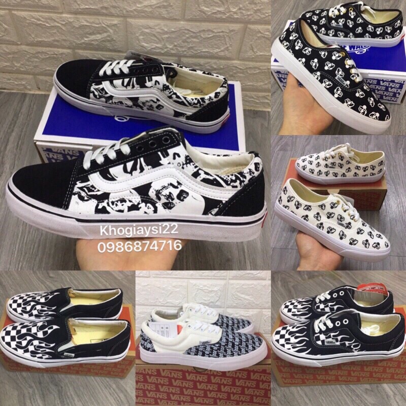 Giày 𝐕𝐀𝐍𝐒 fear of god, chuột mickey, era lửa, đầu lâu size NAM NỮ 36->43