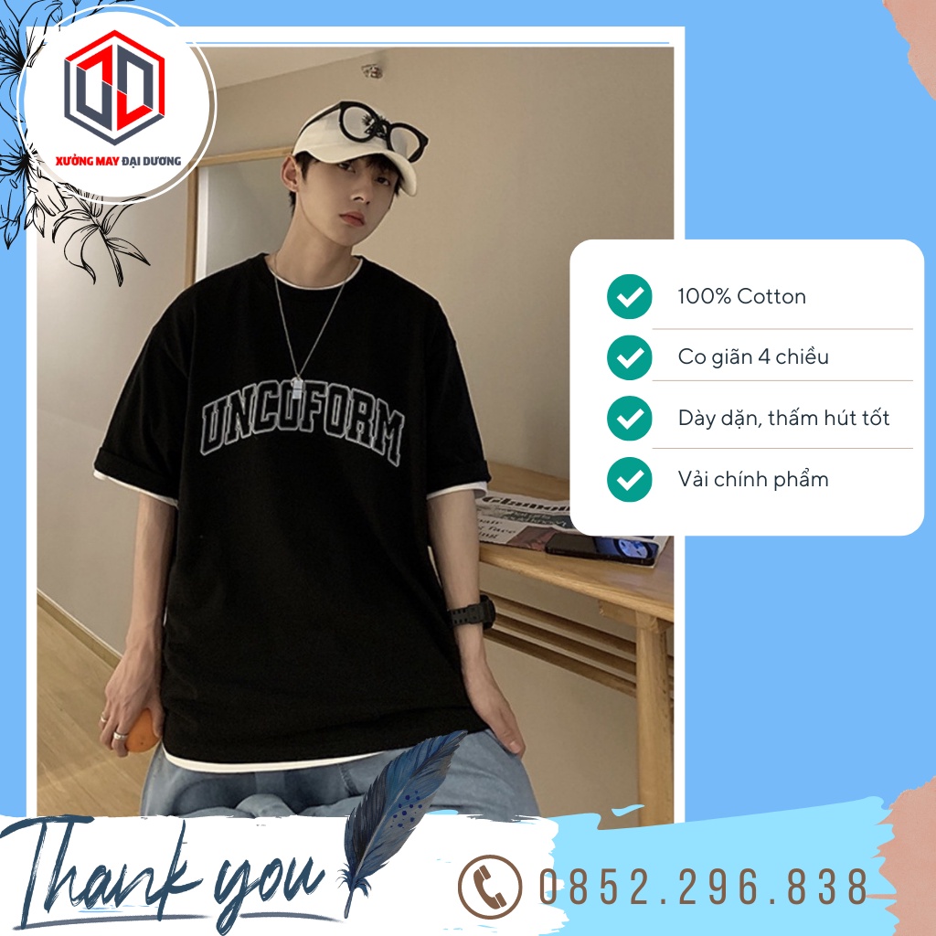 Áo Thun Uncoform Tay Lỡ Chất 100% Cotton Cao Cấp Form Rộng Đẹp Unisex Mặc Đôi Mặc Cặp Cho Nam Nữ