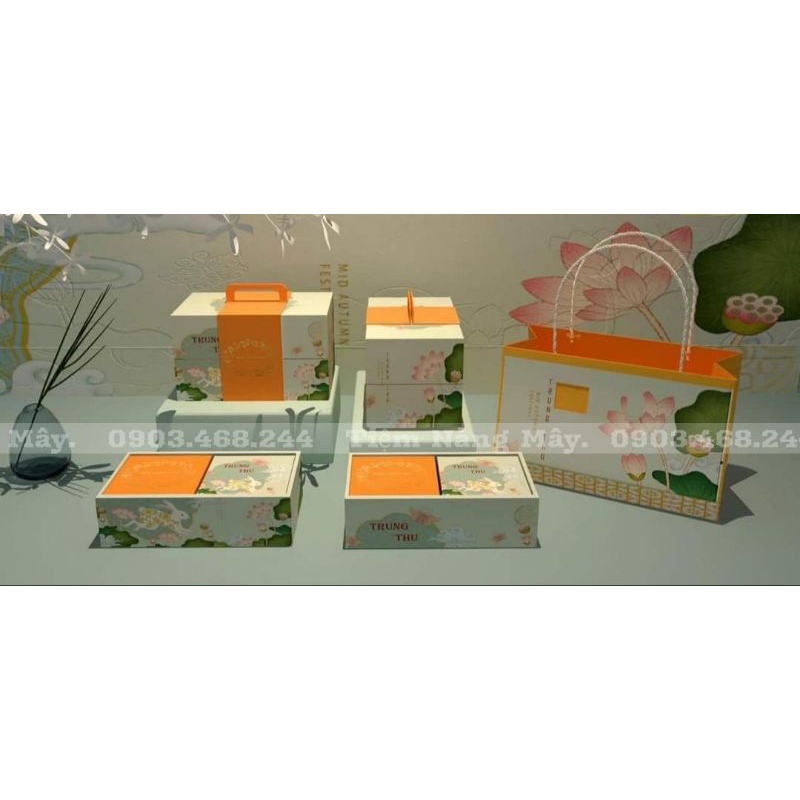 SET 3/5 BỘ Hộp đựng bánh trung thu 4 bánh 150g -250g