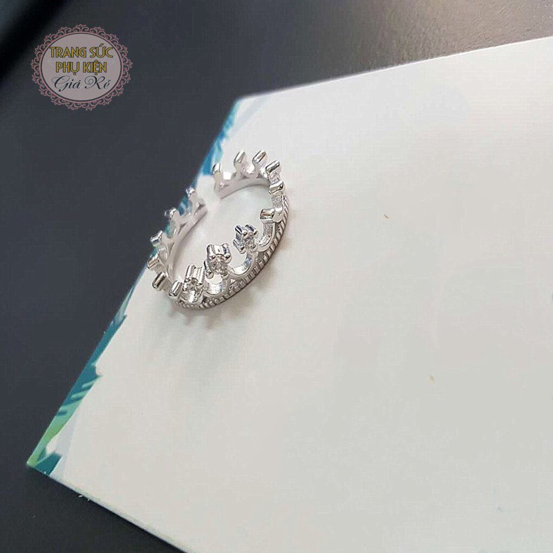 Nhẫn thời trang vương miện N06, xinh xắn bạc Ý S925