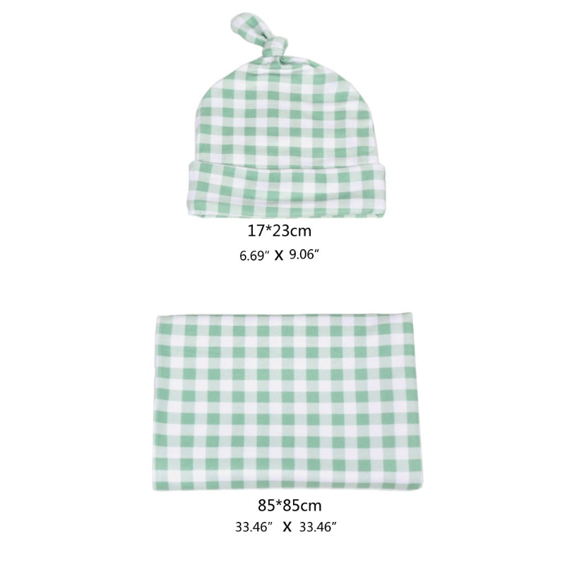 Mojito Set Chăn Quấn Và Nón Len Họa Tiết Caro Cho Bé Sơ Sinh