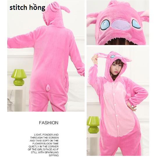 FREESHIP TỪ 99K_Bộ đồ lông mịn hình thú Gấu trúc và stichy hồng | BigBuy360 - bigbuy360.vn