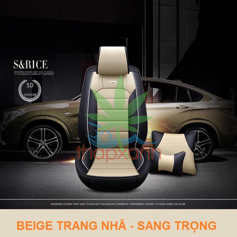 Áo ghế ô tô, Áo ghế xe hơi, bọc da ghế xe A30 (5 Ghế + 4 Gối)_ Đen - Beige