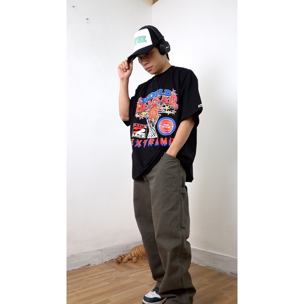 Áo thun bóng rổ vintage unisex Blackair