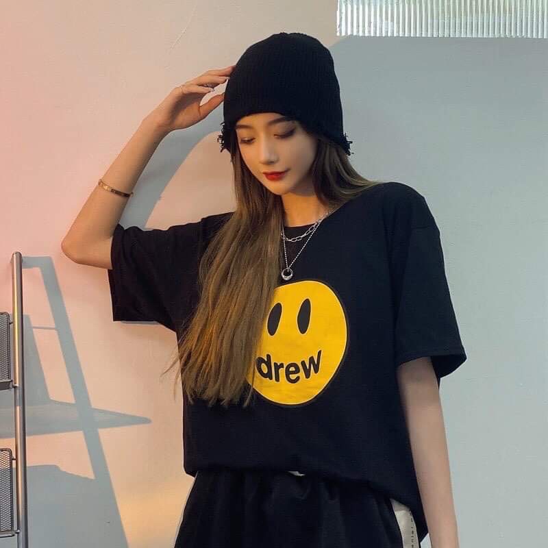 Áo phông tay lỡ DREW mặt vàng