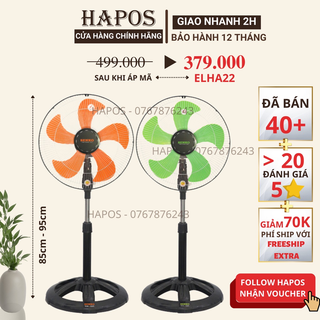 Quạt đứng - quạt cây - quạt lỡ - quạt lửng thân sắt/inox Senko LTS1632 / LTS1636 / LS1630