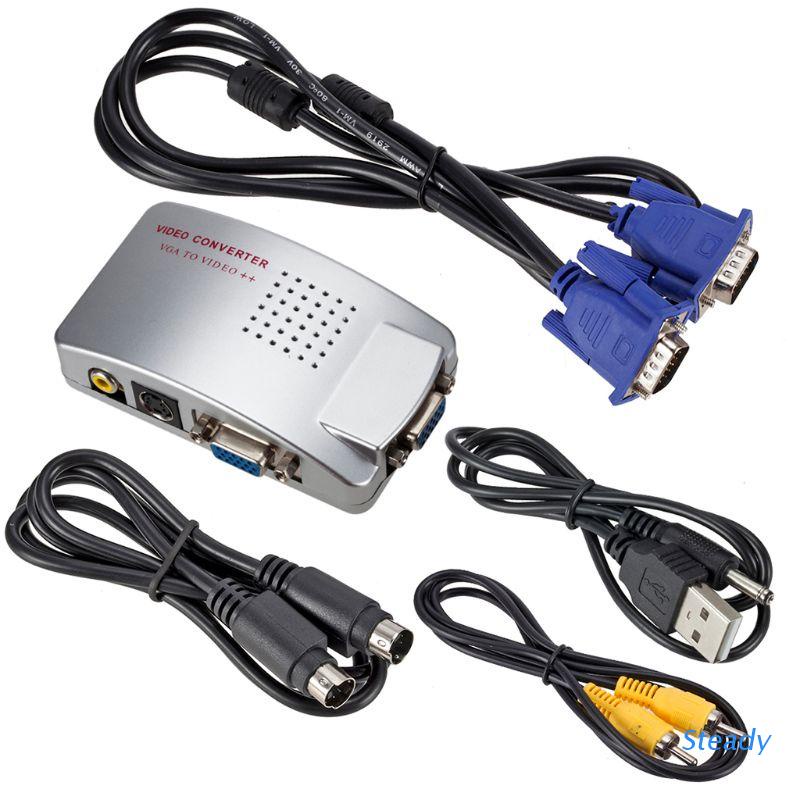 Đầu Chuyển Đổi Vga Sang Tv Av Rca Hỗ Trợ S-Video Rgb Ntsc / Pal Máy Tính