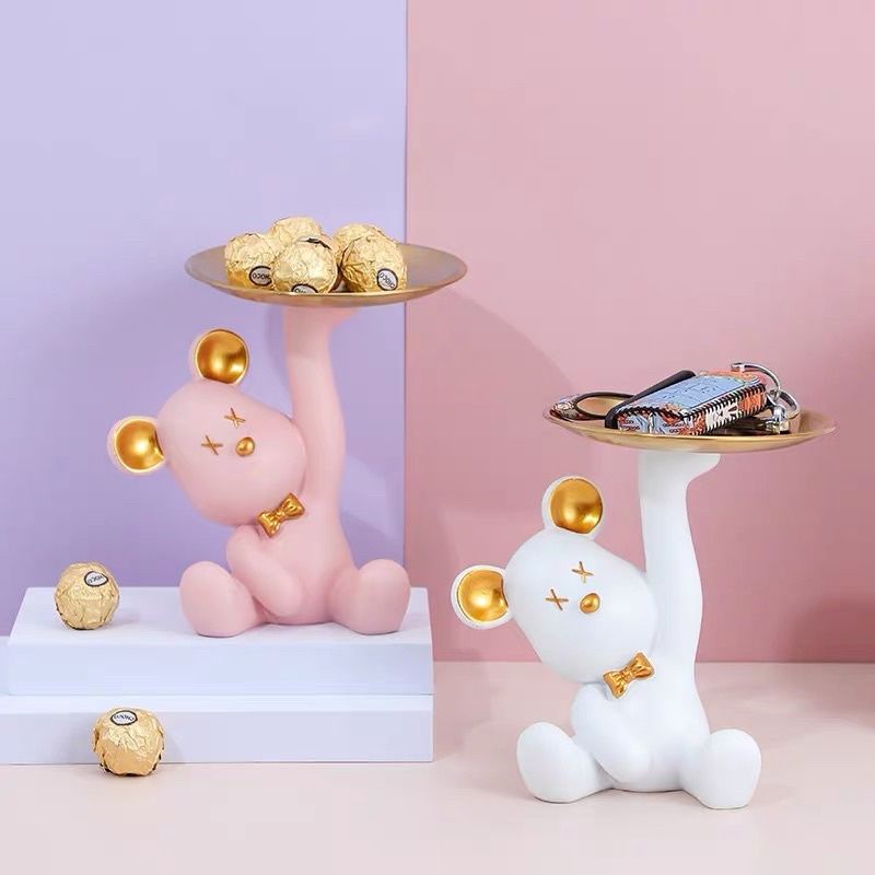 Kệ Hình Gấu Bê Khay Đựng Hoa Quả Decord, Chú Gấu Bê Khay Trang Trí Sáng Tạo