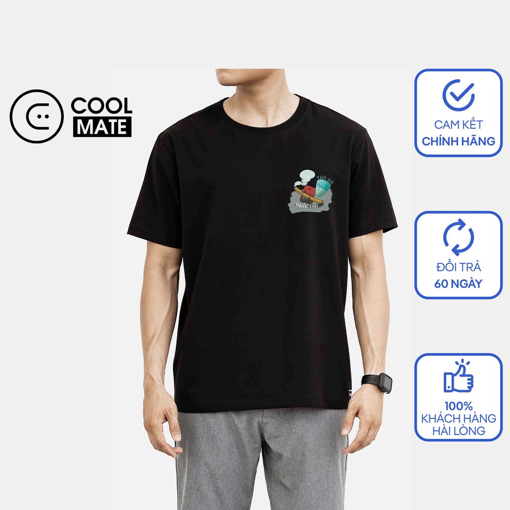 Áo thun Cotton Compact chống nhăn in Trà đá vỉa hè - Màu đen- Thương hiệu Coolmate