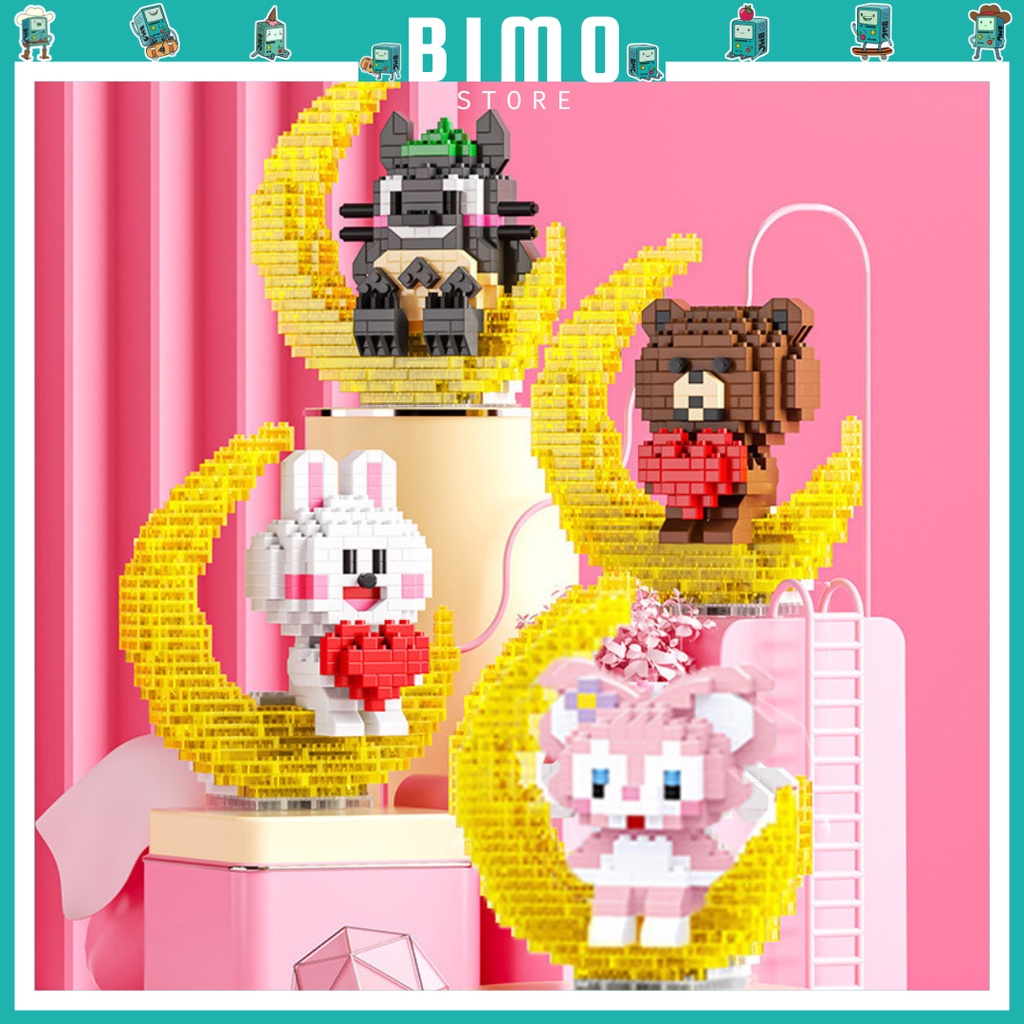 Mô hình lắp ráp 3d phi hành gia hình thỏ stella lou,vịt donal,chuột mickey,đồ chơi lắp ráp cho bé dạng nanoblock