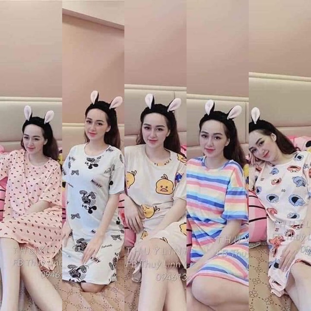 VÁY NGỦ HÌNH CUTE KÈM TÚI QC