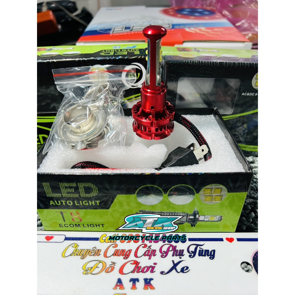 Đèn pha led xe máy oto  hai mặt 8 led siêu sáng chống nước 100% quạt tản nhiệt  hàng xịn sáng trắng