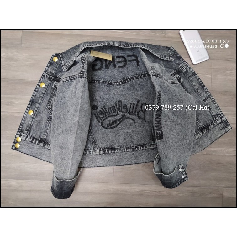 Áo khoác nữ xám đen chất jean cao cấp thời trang form dưới 58Kg FENG BB45