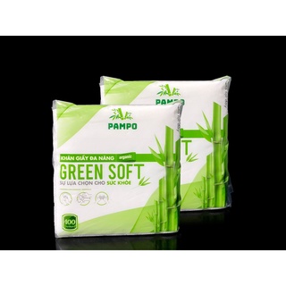 Khăn giấy vuông GREEN SOFT PAMPO  (330mmx330mm), 100 tờ,  Giá siêu tiết kiệm