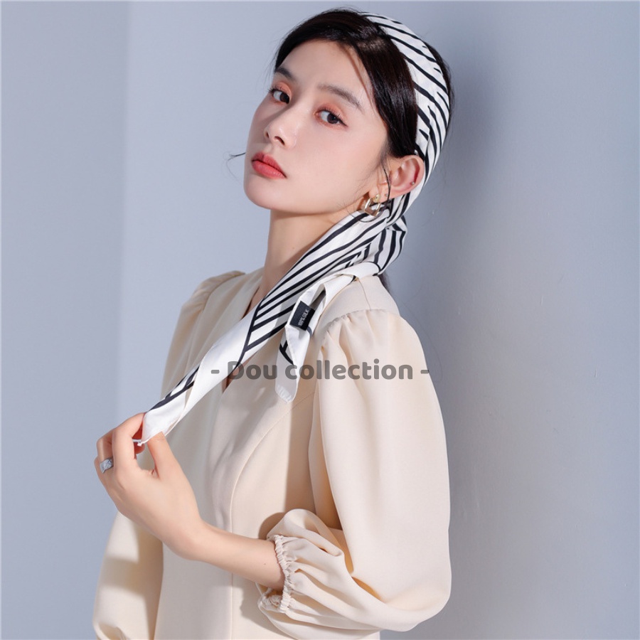 [NowShip2h] Khăn Lụa Vuông Làm Áo Yếm, Quàng Đầu Hottrend Họa Tiết Sọc Vằn - Chất Liệu Chiffon - 90x90cm - Mã KL063