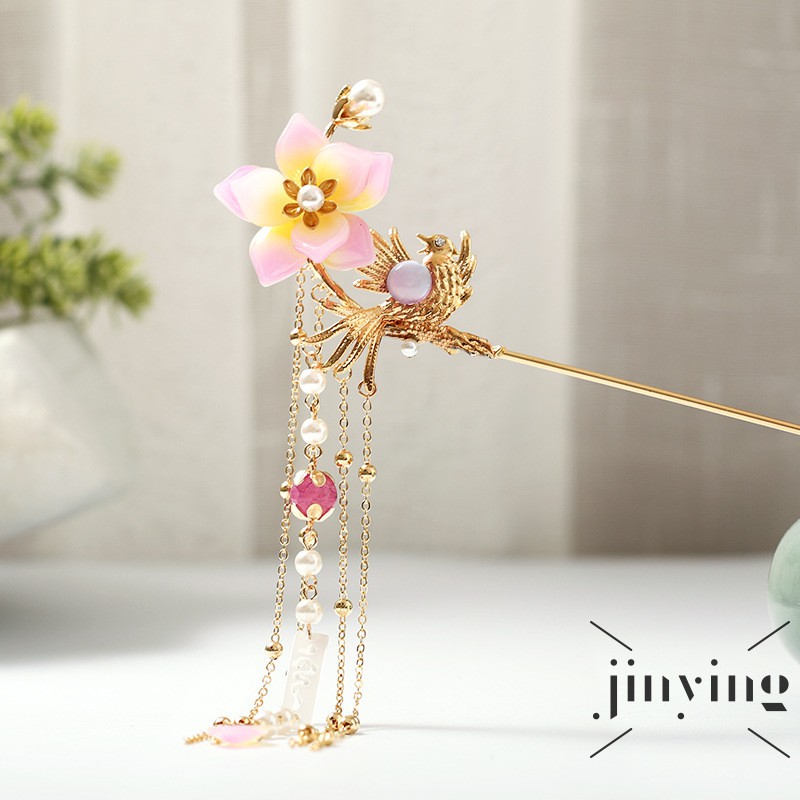 GETNOIVAS Trâm cài tóc dây tua cổ trang gắn đá ngọc trai xinh xắn hợp thời trang