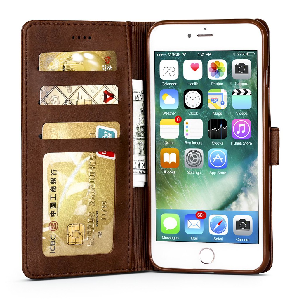 Bao da điện thoại nắp gập màu trơn cho iPhone 5/5s/se/6/6s/6s+/7/7+/8/8+/X/Xs Max/XR se2020 | BigBuy360 - bigbuy360.vn