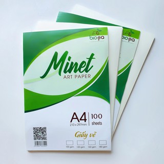 Giấy vẽ Minet A4 vẽ phác thảo, kí họa, phác họa,..màu trắng tự nhiên chống mỏi mắt, hàng Việt Nam (100 tờ/xấp)