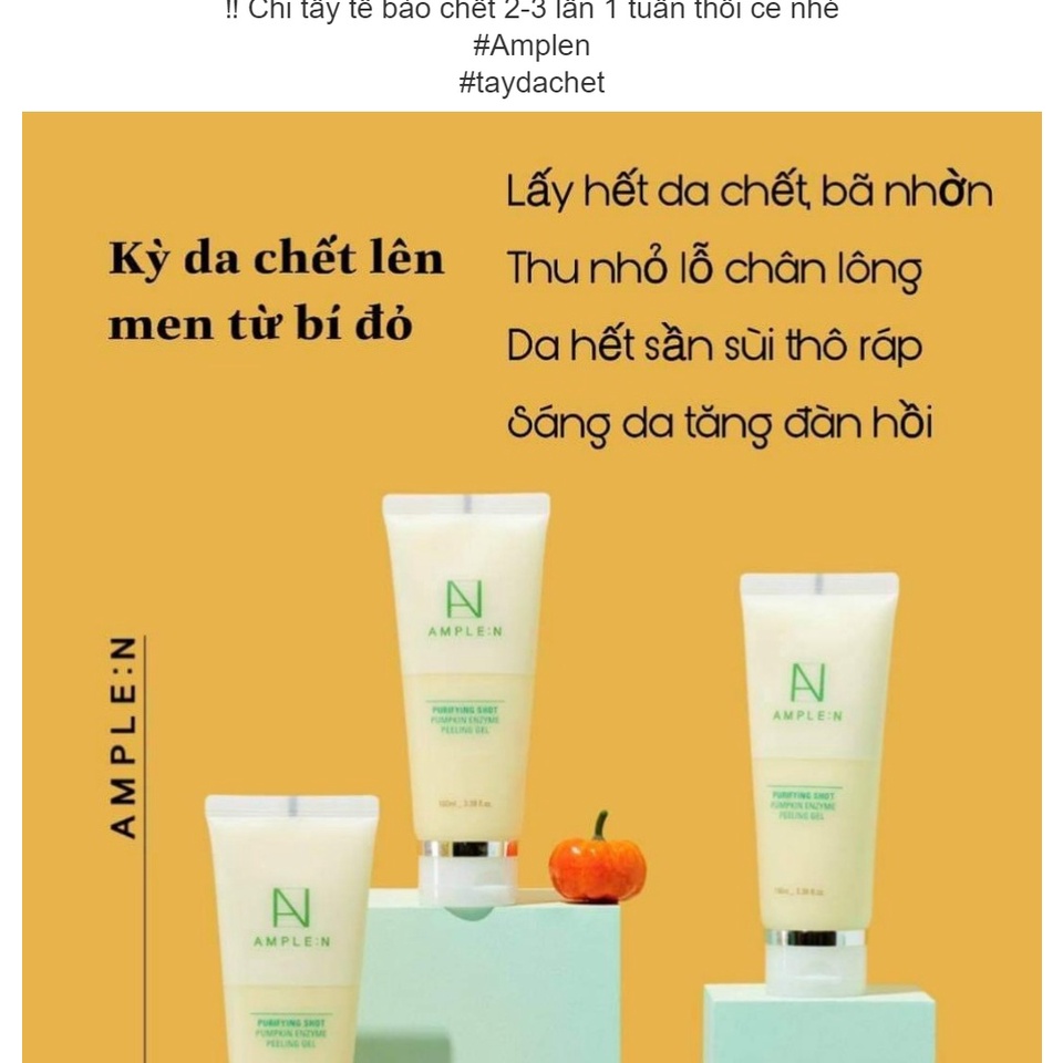 Tẩy Da Chết Bí Đỏ Ample:N Purifying Shot Pumpkin Enzyme Peeling Gel 100ml
